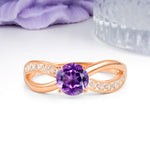 Elegant Continuous Princess Side Gem Infinity Loop Round Cut Amethyst Engagement Ring - Additional view