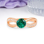Elegant Continuous Princess Side Gem Infinity Loop Round Cut Emerald Engagement Ring - Additional view