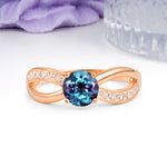 Elegant Continuous Princess Side Gem Infinity Loop Round Cut Alexandrite Engagement Ring - Additional view