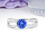 Elegant Continuous Princess Side Gem Infinity Loop Round Cut Sapphire Engagement Ring - Additional view
