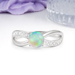 Elegant Continuous Princess Side Gem Infinity Loop Round Cut Fire Opal Engagement Ring - Additional view