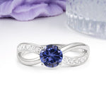 Elegant Continuous Princess Side Gem Infinity Loop Round Cut Tanzanite Engagement Ring - Additional view