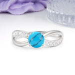 Elegant Continuous Princess Side Gem Infinity Loop Round Cut Turquoise Engagement Ring - Additional view