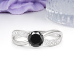 Elegant Continuous Princess Side Gem Infinity Loop Round Cut Black Onyx Engagement Ring - Additional view