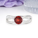Elegant Continuous Princess Side Gem Infinity Loop Round Cut Garnet Engagement Ring - Additional view