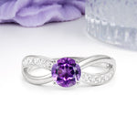 Elegant Continuous Princess Side Gem Infinity Loop Round Cut Amethyst Engagement Ring - Additional view