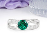 Elegant Continuous Princess Side Gem Infinity Loop Round Cut Emerald Engagement Ring - Additional view