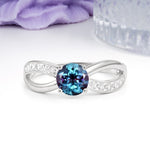 Elegant Continuous Princess Side Gem Infinity Loop Round Cut Alexandrite Engagement Ring - Additional view