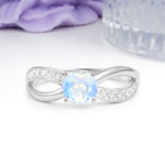 Elegant Continuous Princess Side Gem Infinity Loop Round Cut Moonstone Engagement Ring - Additional view