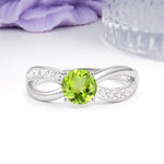 Elegant Continuous Princess Side Gem Infinity Loop Round Cut Peridot Engagement Ring - Additional view