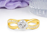 Elegant Continuous Princess Side Gem Infinity Loop Round Cut Moissanite Engagement Ring - Additional view