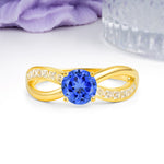 Elegant Continuous Princess Side Gem Infinity Loop Round Cut Sapphire Engagement Ring - Additional view
