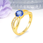 Elegant Continuous Princess Side Gem Infinity Loop Round Cut Sapphire Engagement Ring - Additional view
