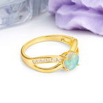 Elegant Continuous Princess Side Gem Infinity Loop Round Cut Fire Opal Engagement Ring - Additional view