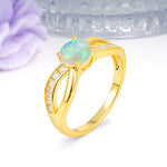 Elegant Continuous Princess Side Gem Infinity Loop Round Cut Fire Opal Engagement Ring - Additional view