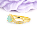 Elegant Continuous Princess Side Gem Infinity Loop Round Cut Fire Opal Engagement Ring - Additional view