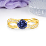 Elegant Continuous Princess Side Gem Infinity Loop Round Cut Tanzanite Engagement Ring - Additional view