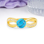 Elegant Continuous Princess Side Gem Infinity Loop Round Cut Turquoise Engagement Ring - Additional view