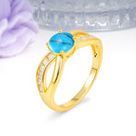 Elegant Continuous Princess Side Gem Infinity Loop Round Cut Turquoise Engagement Ring - Additional view