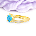 Elegant Continuous Princess Side Gem Infinity Loop Round Cut Turquoise Engagement Ring - Additional view