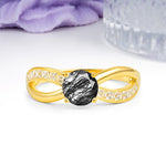 Elegant Continuous Princess Side Gem Infinity Loop Round Cut Black Rutilated Quartz Engagement Ring - Additional view