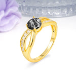Elegant Continuous Princess Side Gem Infinity Loop Round Cut Black Rutilated Quartz Engagement Ring - Additional view