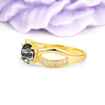 Elegant Continuous Princess Side Gem Infinity Loop Round Cut Black Rutilated Quartz Engagement Ring - Additional view