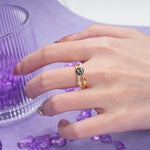 Elegant Continuous Princess Side Gem Infinity Loop Round Cut Black Rutilated Quartz Engagement Ring - Additional view