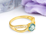 Elegant Continuous Princess Side Gem Infinity Loop Round Cut Moss Agate Engagement Ring - Additional view