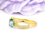 Elegant Continuous Princess Side Gem Infinity Loop Round Cut Moss Agate Engagement Ring - Additional view