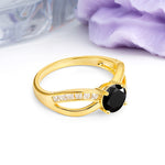 Elegant Continuous Princess Side Gem Infinity Loop Round Cut Black Onyx Engagement Ring - Additional view