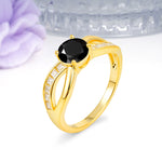 Elegant Continuous Princess Side Gem Infinity Loop Round Cut Black Onyx Engagement Ring - Additional view