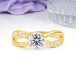 Elegant Continuous Princess Side Gem Infinity Loop Round Cut Lab Diamond Engagement Ring - Additional view