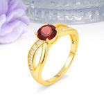 Elegant Continuous Princess Side Gem Infinity Loop Round Cut Garnet Engagement Ring - Additional view