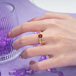 Elegant Continuous Princess Side Gem Infinity Loop Round Cut Garnet Engagement Ring - Additional view