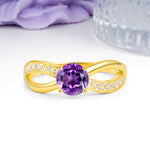 Elegant Continuous Princess Side Gem Infinity Loop Round Cut Amethyst Engagement Ring - Additional view