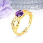 Elegant Continuous Princess Side Gem Infinity Loop Round Cut Amethyst Engagement Ring - Additional view