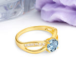 Elegant Continuous Princess Side Gem Infinity Loop Round Cut Aquamarine Engagement Ring - Additional view