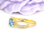 Elegant Continuous Princess Side Gem Infinity Loop Round Cut Aquamarine Engagement Ring - Additional view
