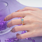 Elegant Continuous Princess Side Gem Infinity Loop Round Cut Aquamarine Engagement Ring - Additional view