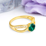 Elegant Continuous Princess Side Gem Infinity Loop Round Cut Emerald Engagement Ring - Additional view