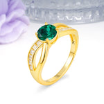 Elegant Continuous Princess Side Gem Infinity Loop Round Cut Emerald Engagement Ring - Additional view