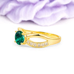Elegant Continuous Princess Side Gem Infinity Loop Round Cut Emerald Engagement Ring - Additional view