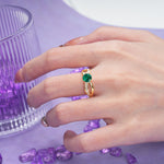 Elegant Continuous Princess Side Gem Infinity Loop Round Cut Emerald Engagement Ring - Additional view