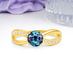 Elegant Continuous Princess Side Gem Infinity Loop Round Cut Alexandrite Engagement Ring - Additional view
