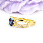 Elegant Continuous Princess Side Gem Infinity Loop Round Cut Alexandrite Engagement Ring - Additional view