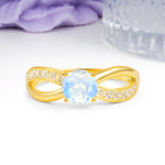Elegant Continuous Princess Side Gem Infinity Loop Round Cut Moonstone Engagement Ring - Additional view