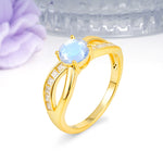 Elegant Continuous Princess Side Gem Infinity Loop Round Cut Moonstone Engagement Ring - Additional view