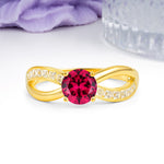 Elegant Continuous Princess Side Gem Infinity Loop Round Cut Ruby Engagement Ring - Additional view