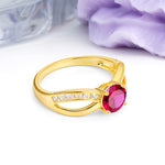 Elegant Continuous Princess Side Gem Infinity Loop Round Cut Ruby Engagement Ring - Additional view